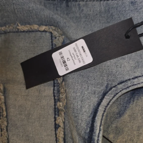 NOVA MENS Light Blue Patchwork Denim Jeans - Picture 3 of 5